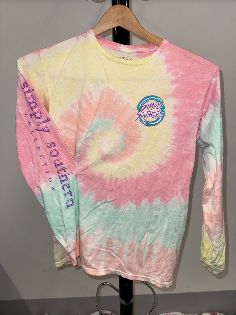 Simply Southern Kids Long Sleeve Tie-Dye Shirt - Pink, Yellow, Mint